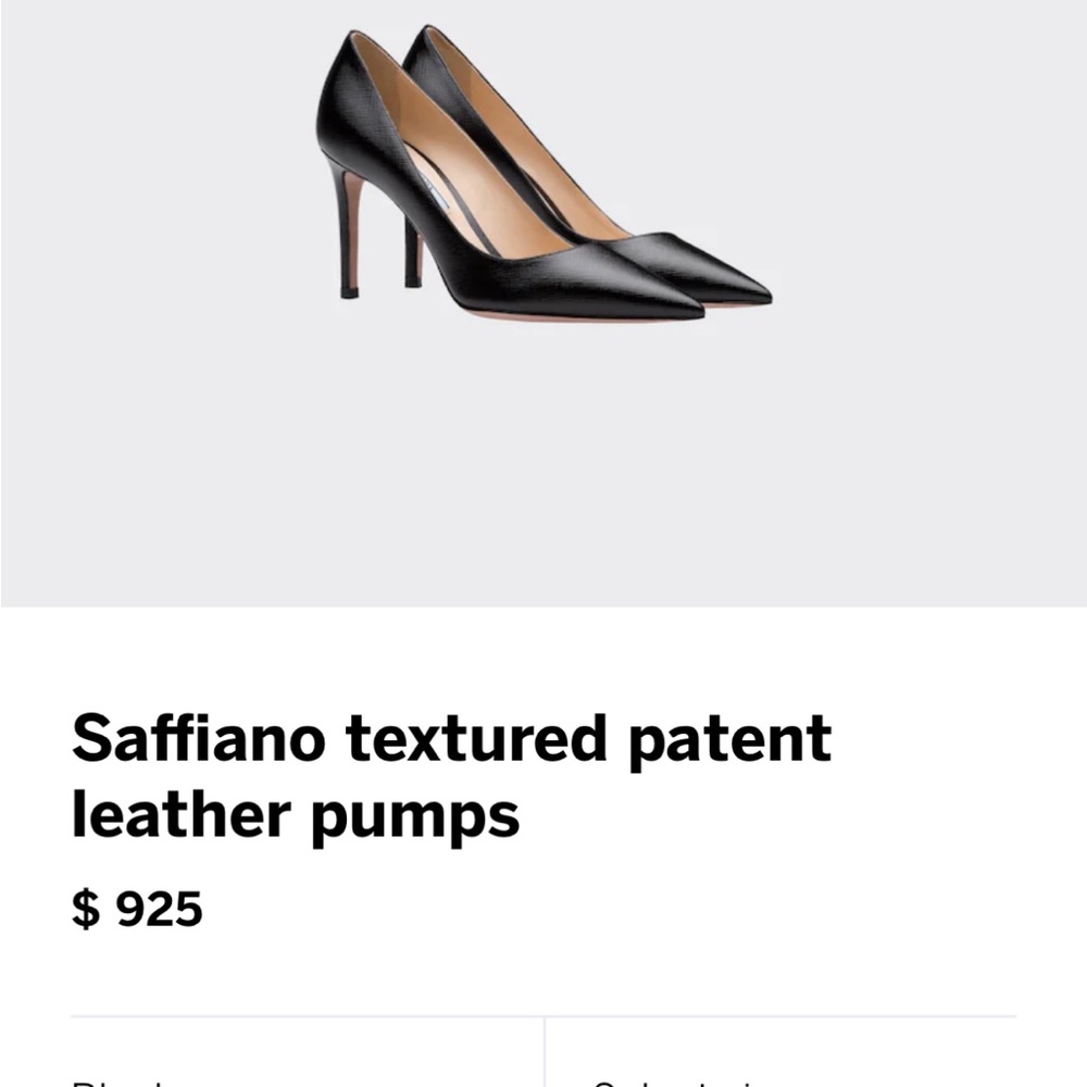 Prada Saffiano textured black leather pumps
